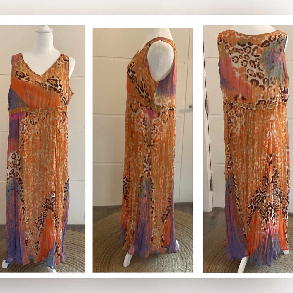 **Together ** Multicolour lined Abstract Animal Print Sleeveless Maxi